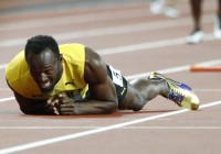 usain bolt ultima carrera lesion londres mundial atletismo video