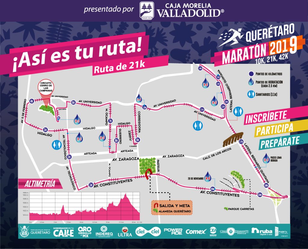 ruta 21K maraton queretaro 2019