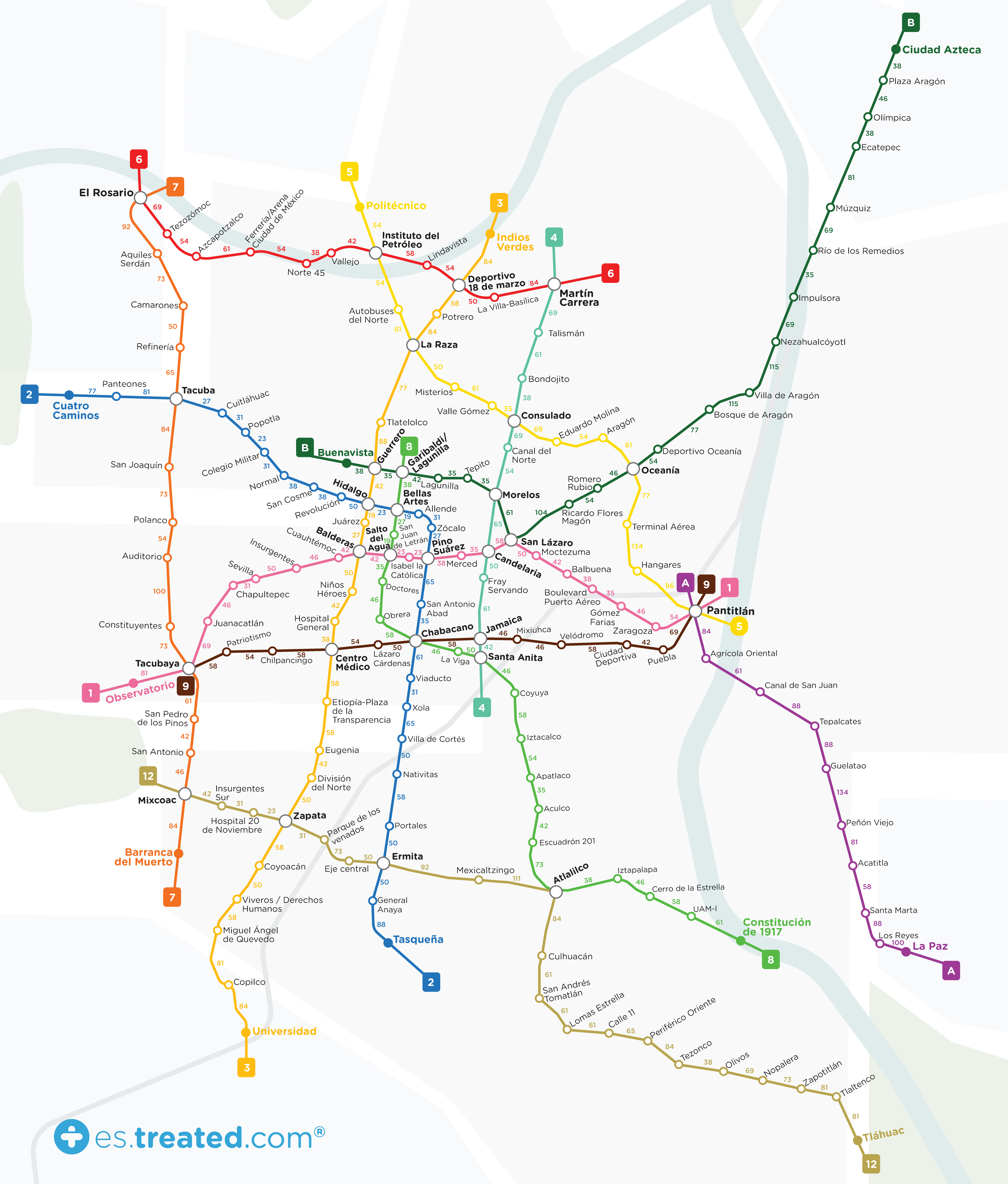 Mapa de Calorías del Metro de la Ciudad de México - RunMX